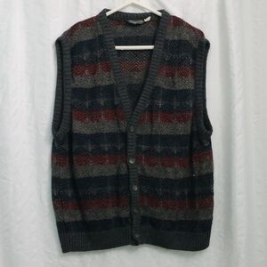 Pacific Winds Striped Knit Button-Up Vest